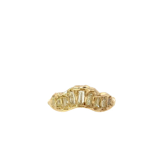 baguette v shape scatter ring - natural lemon diamond