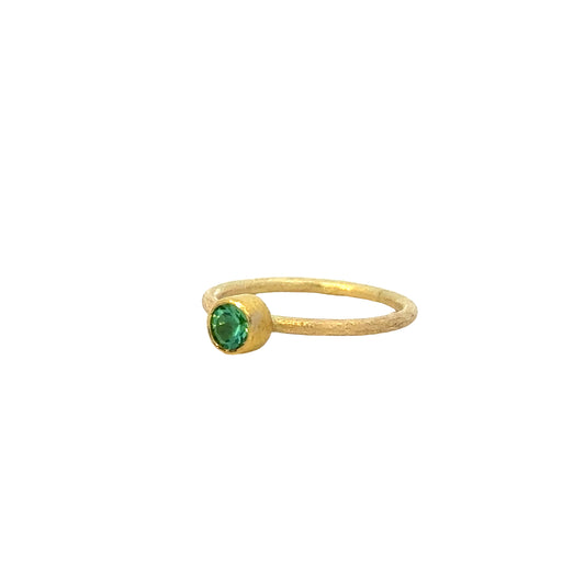 faceted round green tourmaline ring