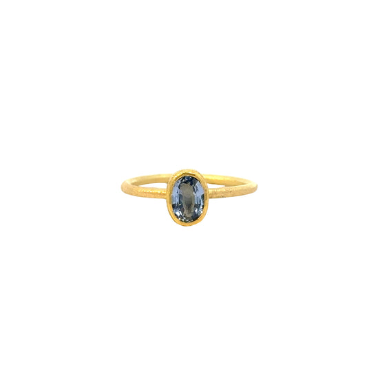faceted oval blue sapphire ring