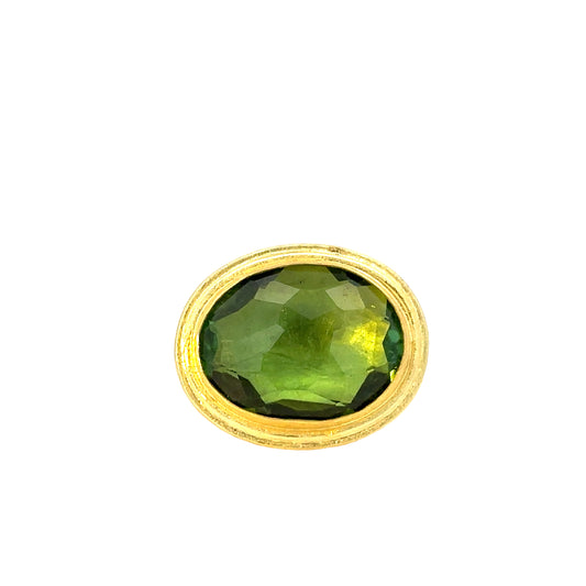 faceted rose-cut green tourmaline split-band ring