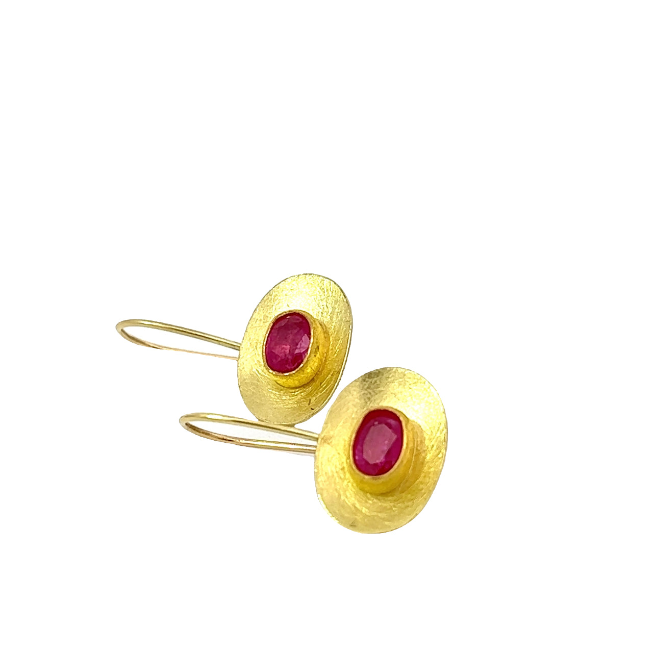 faceted ruby bowl-framed drop earrings