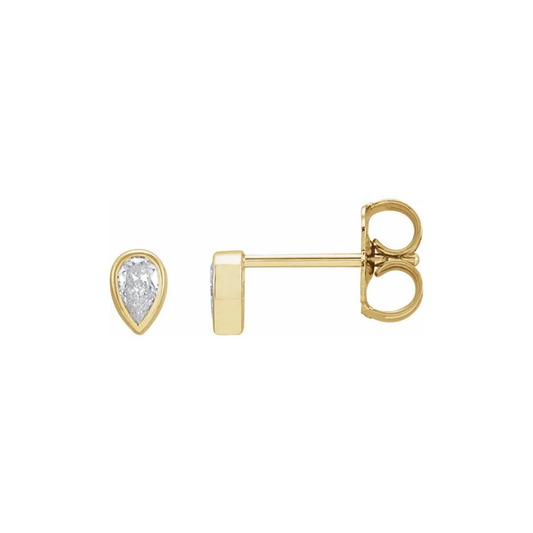 pear bezel stud earrings - grown diamond
