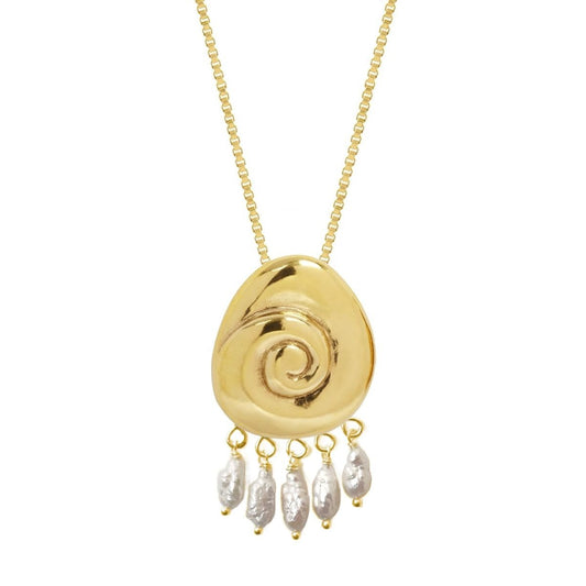 large compass necklace + pearls