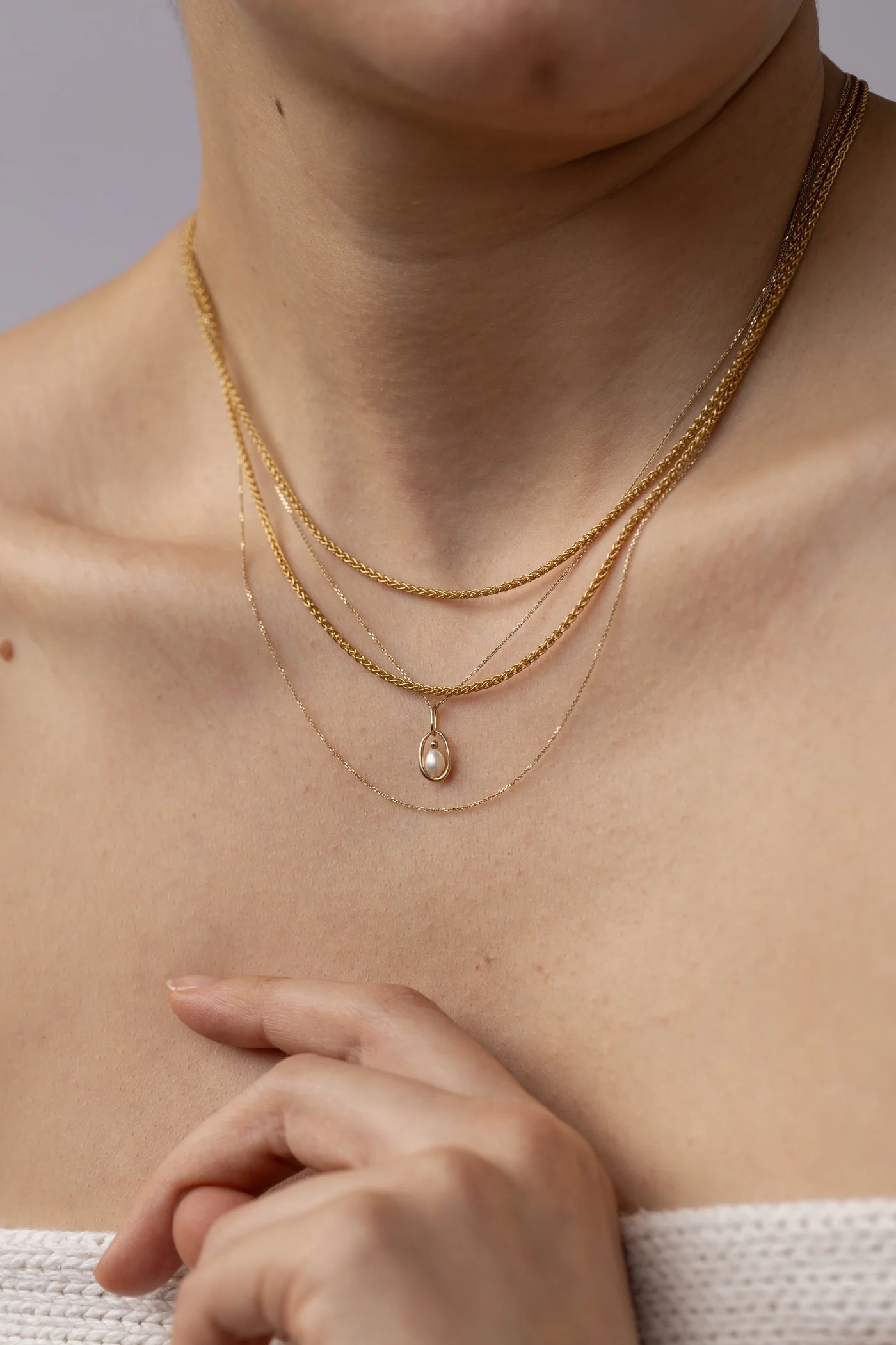 wwake / pearl droplet pendant necklace