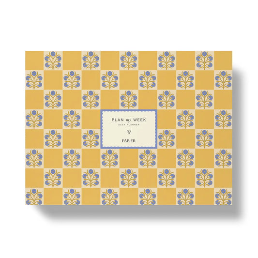 papier / weekly desk planner - floral checkerboard