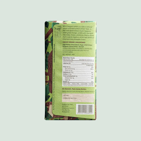 theo & philo / 65% dark chocolate with green mango & salt