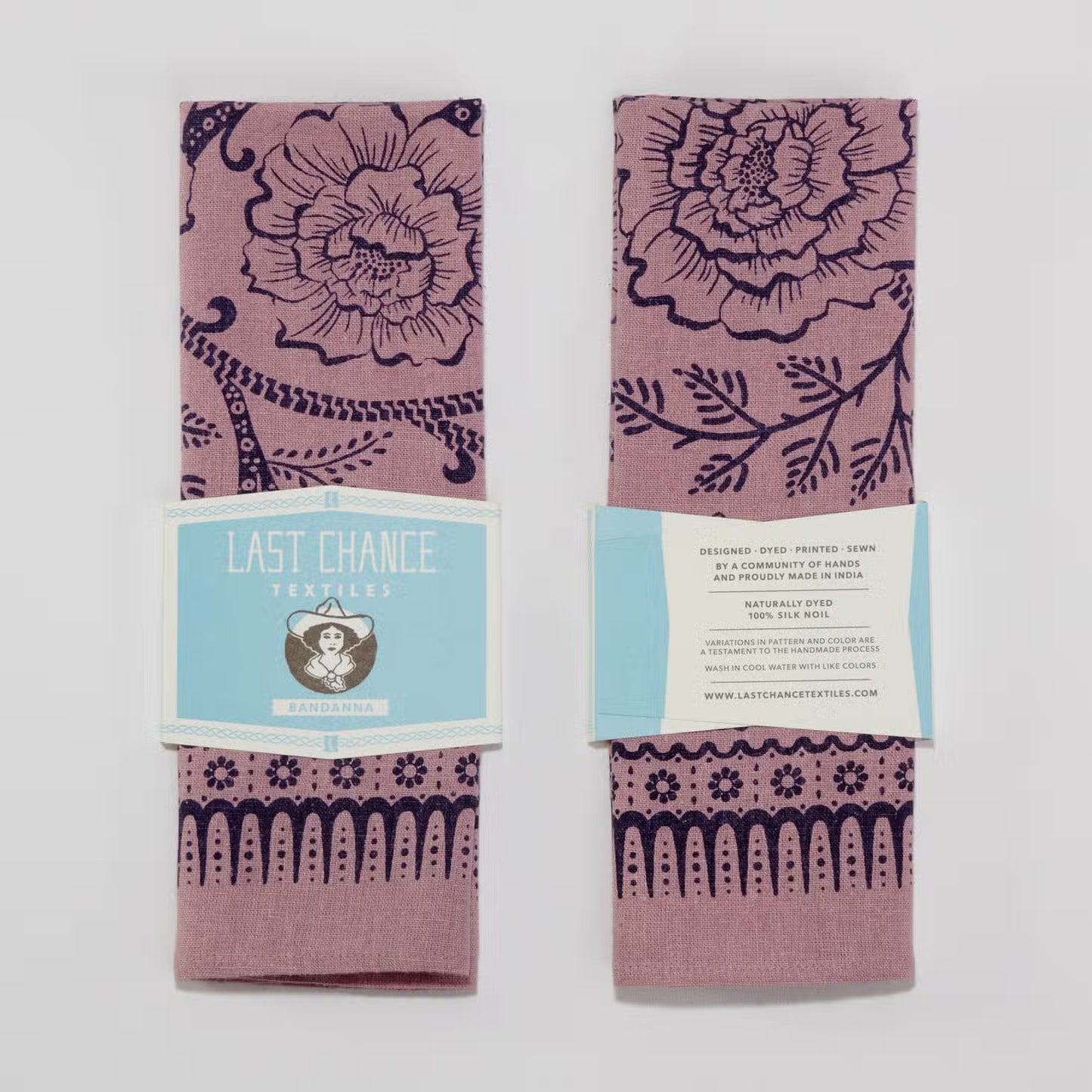 natural dye raw silk bandana - viola