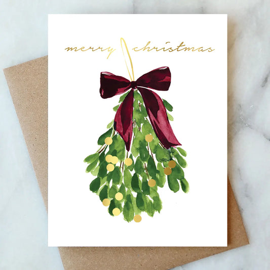 mistletoe christmas holiday greeting card