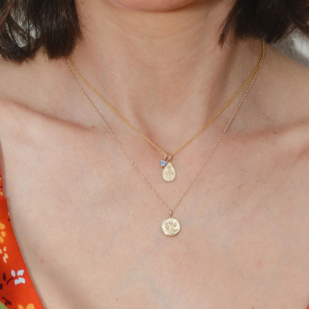 flower pendant charm - poppy (august)