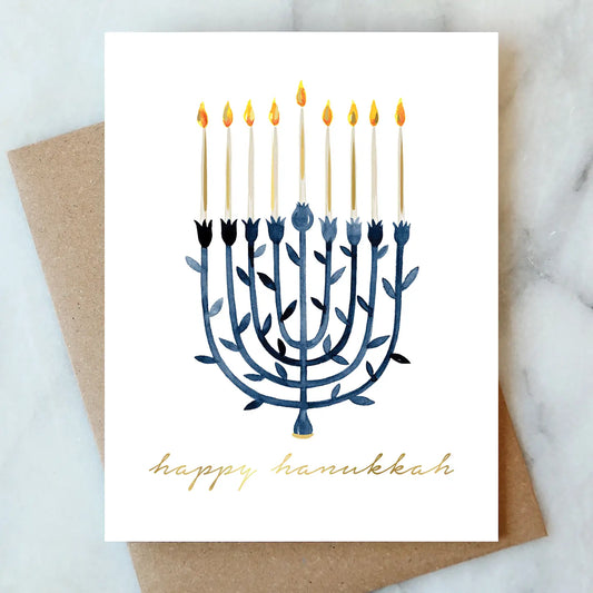 bright menorah hanukkah holiday greeting card