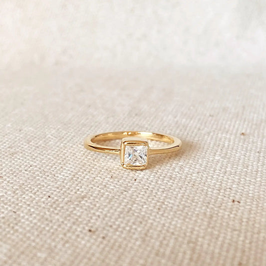 square channel-set stone ring - cz