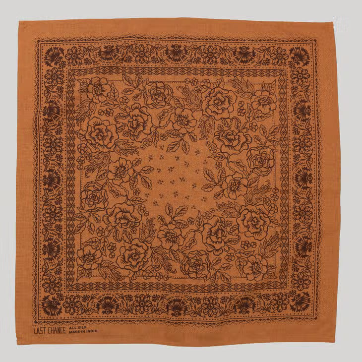 natural dye raw silk bandana - golden oak