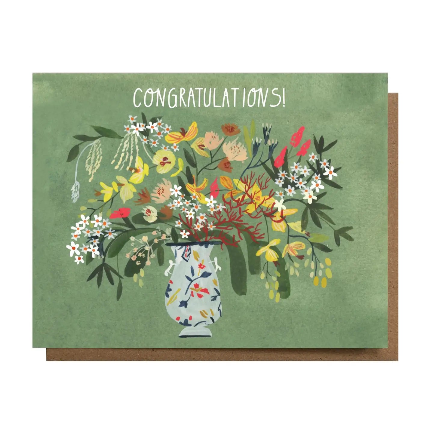 congratulations green floral card