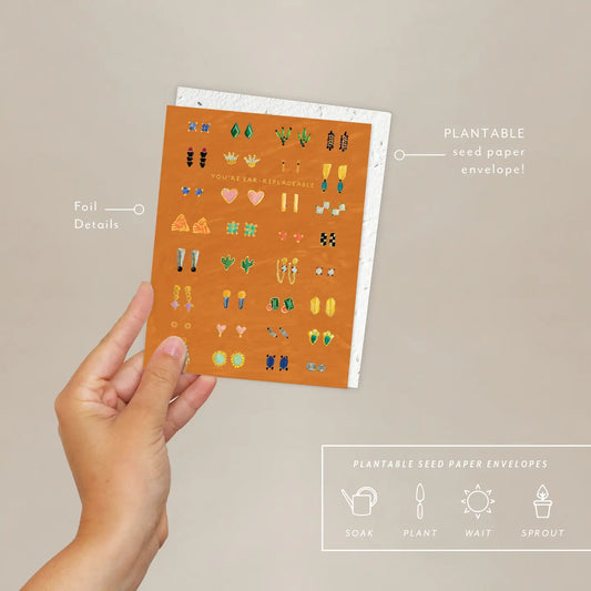 earrings + love + friendship card