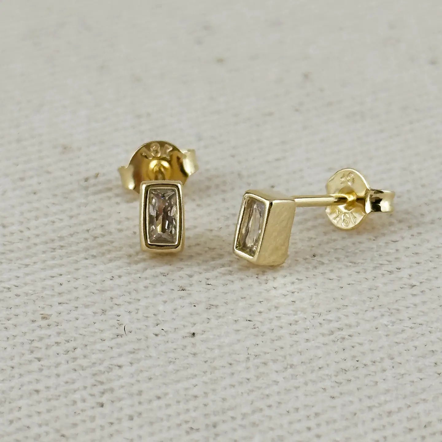 mini bezel baquette stud earrings
