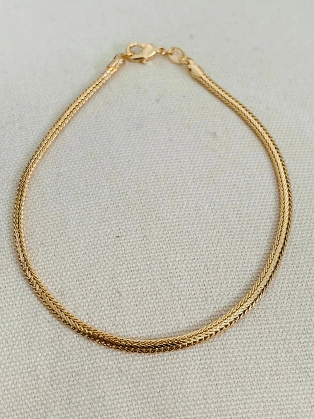 anklet - herringbone textured chain