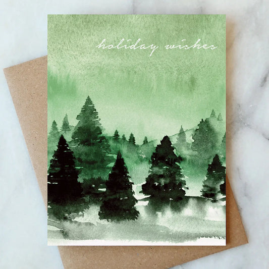green forest holiday greeting card