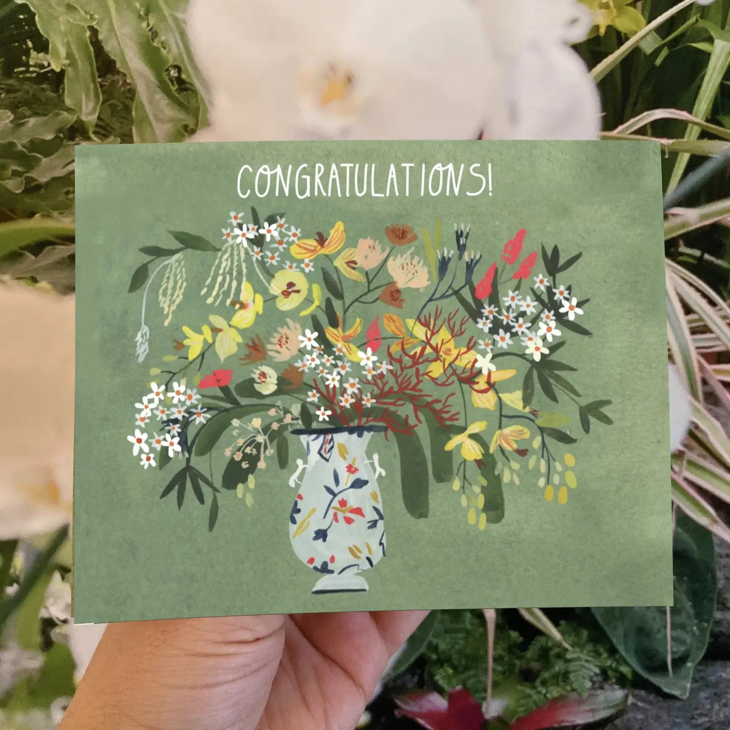 congratulations green floral card