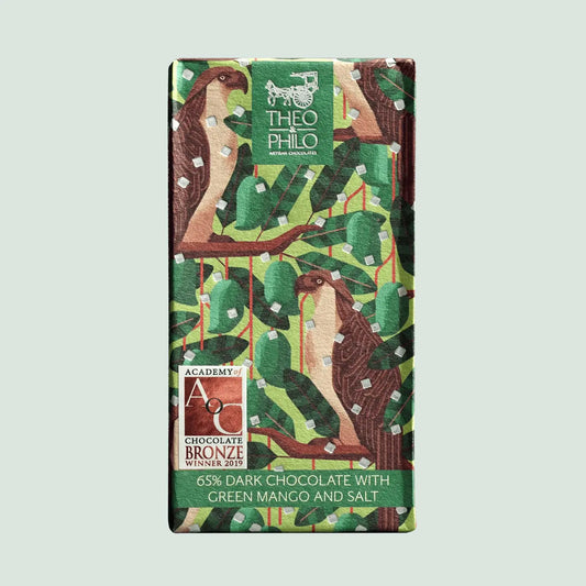 theo & philo / 65% dark chocolate with green mango & salt