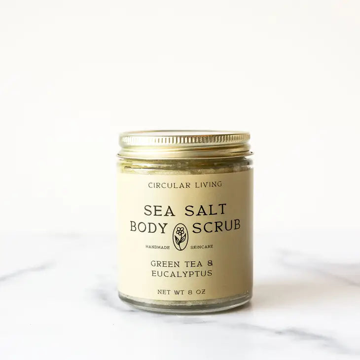 circular living / sea salt body scrub - green tea & eucalyptus
