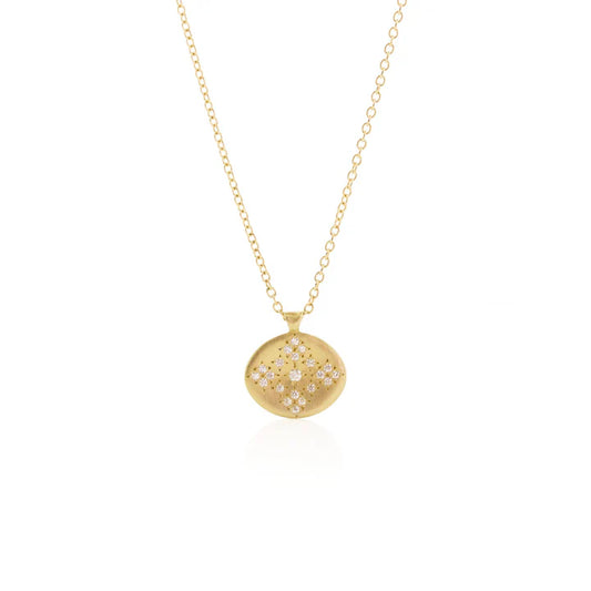 moon & stars charm pendant necklace - natural diamond