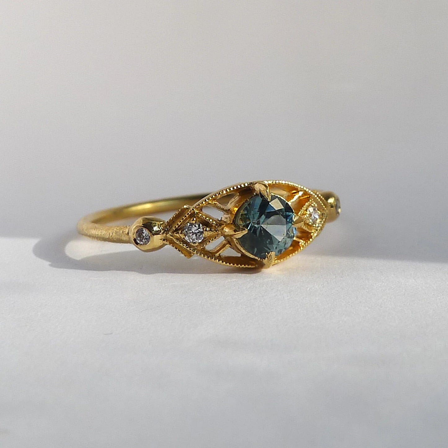 isadora ring - teal sapphire