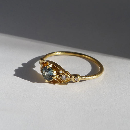 isadora ring - teal sapphire