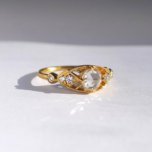 isadora tapered shank ring - 5mm rosecut natural diamond