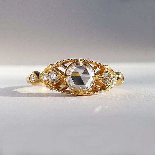 isadora tapered shank ring - 5mm rosecut natural diamond