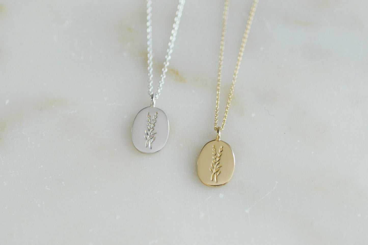 gold pendant necklace - lavender
