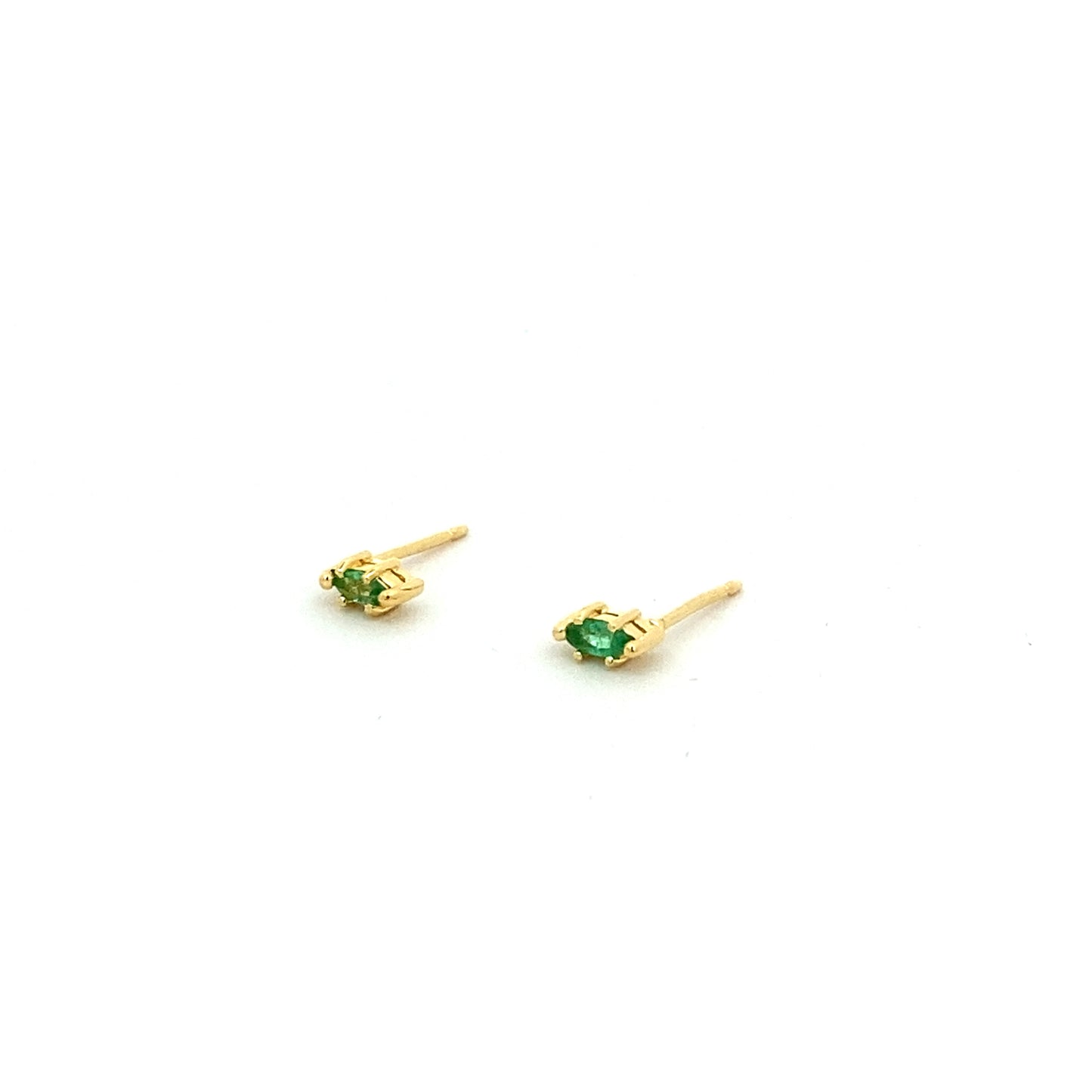 marquise claw-set stud earrings - emerald