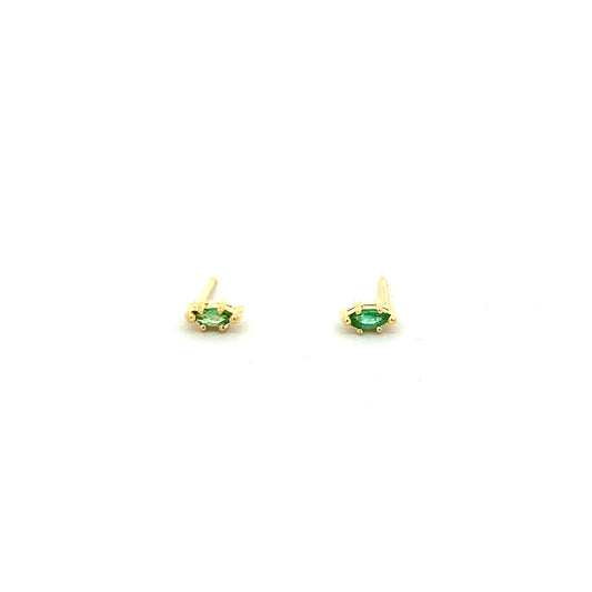 marquise claw-set stud earrings - emerald