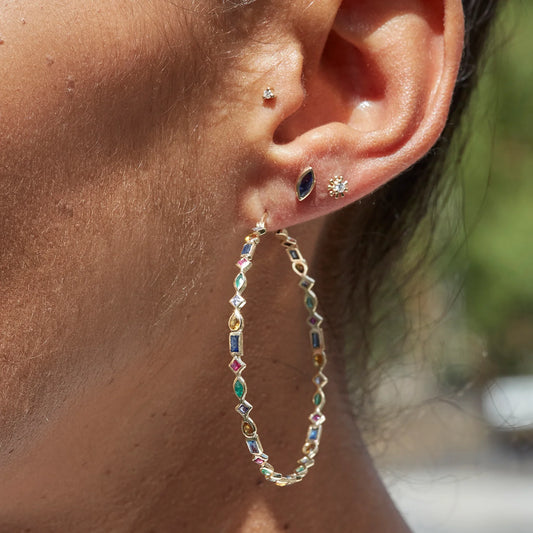 métier / bezel-set marquise gemstone stud earrings