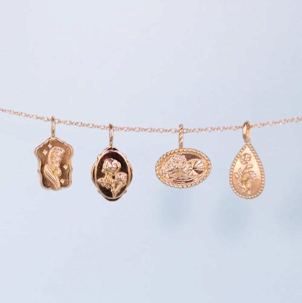 flower pendant charm - rose (june)