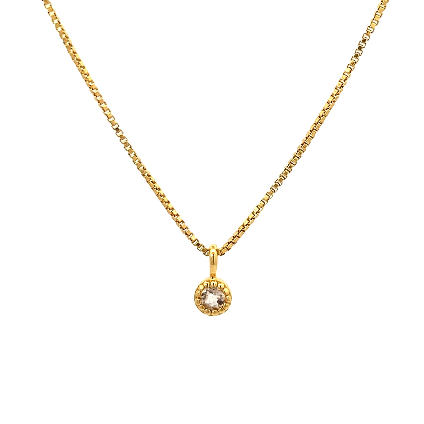 small round milgrain pendant necklace - morganite