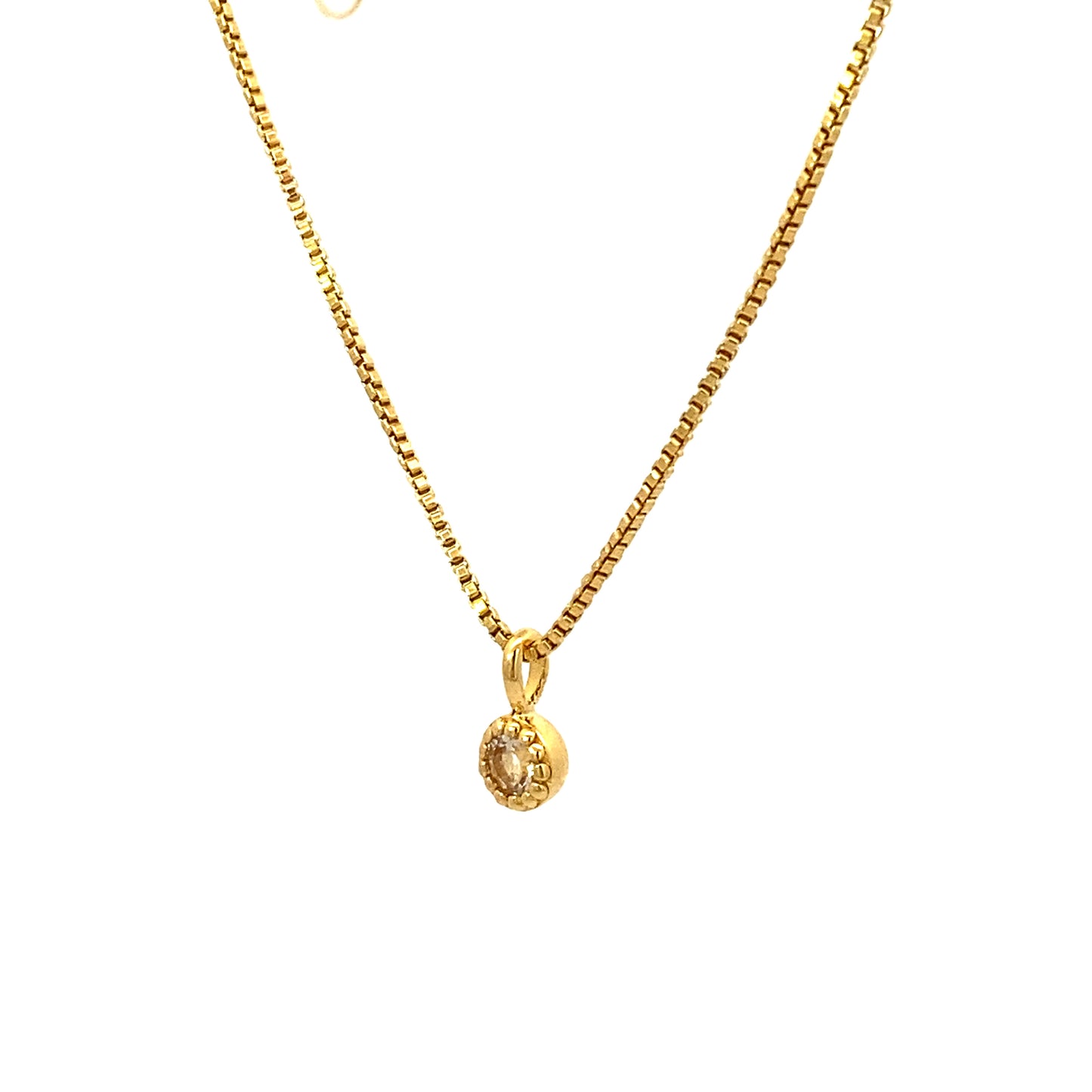 small round milgrain pendant necklace - morganite