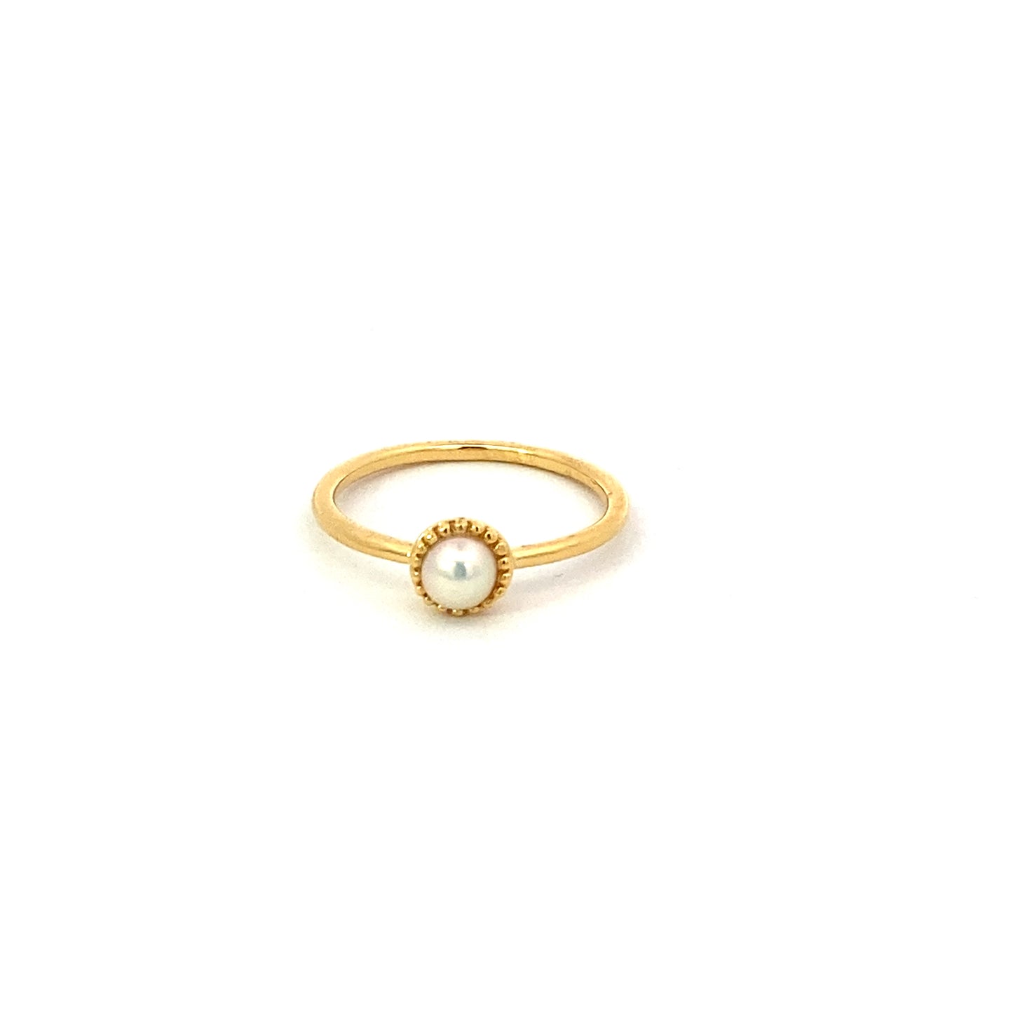 small round milgrain ring - pearl