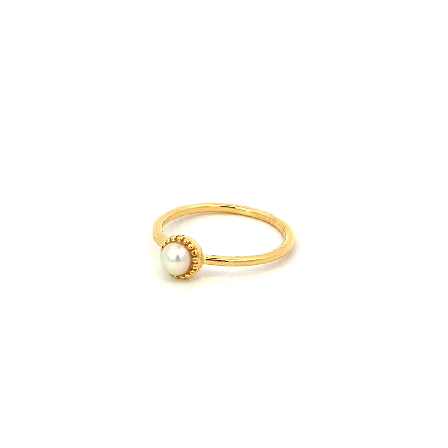 small round milgrain ring - pearl