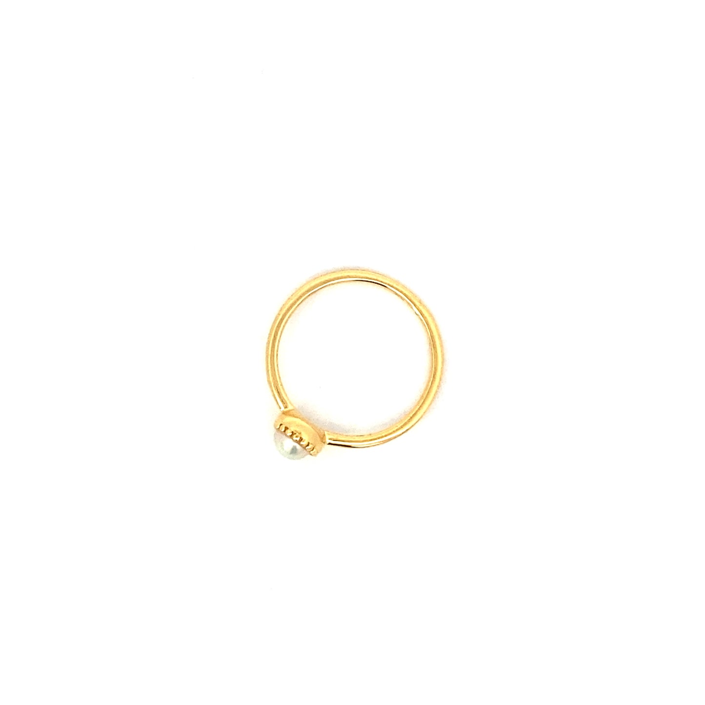 small round milgrain ring - pearl