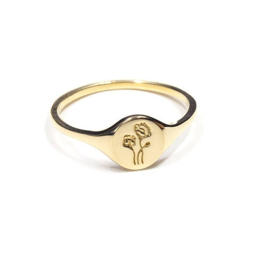 gold mini signet ring - poppy