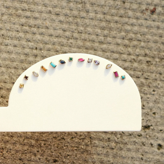 métier / mini bezel-set marquise gemstone stud earring - single