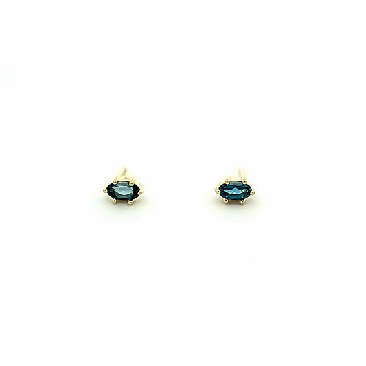 oval claw-set stud earrings - london blue topaz