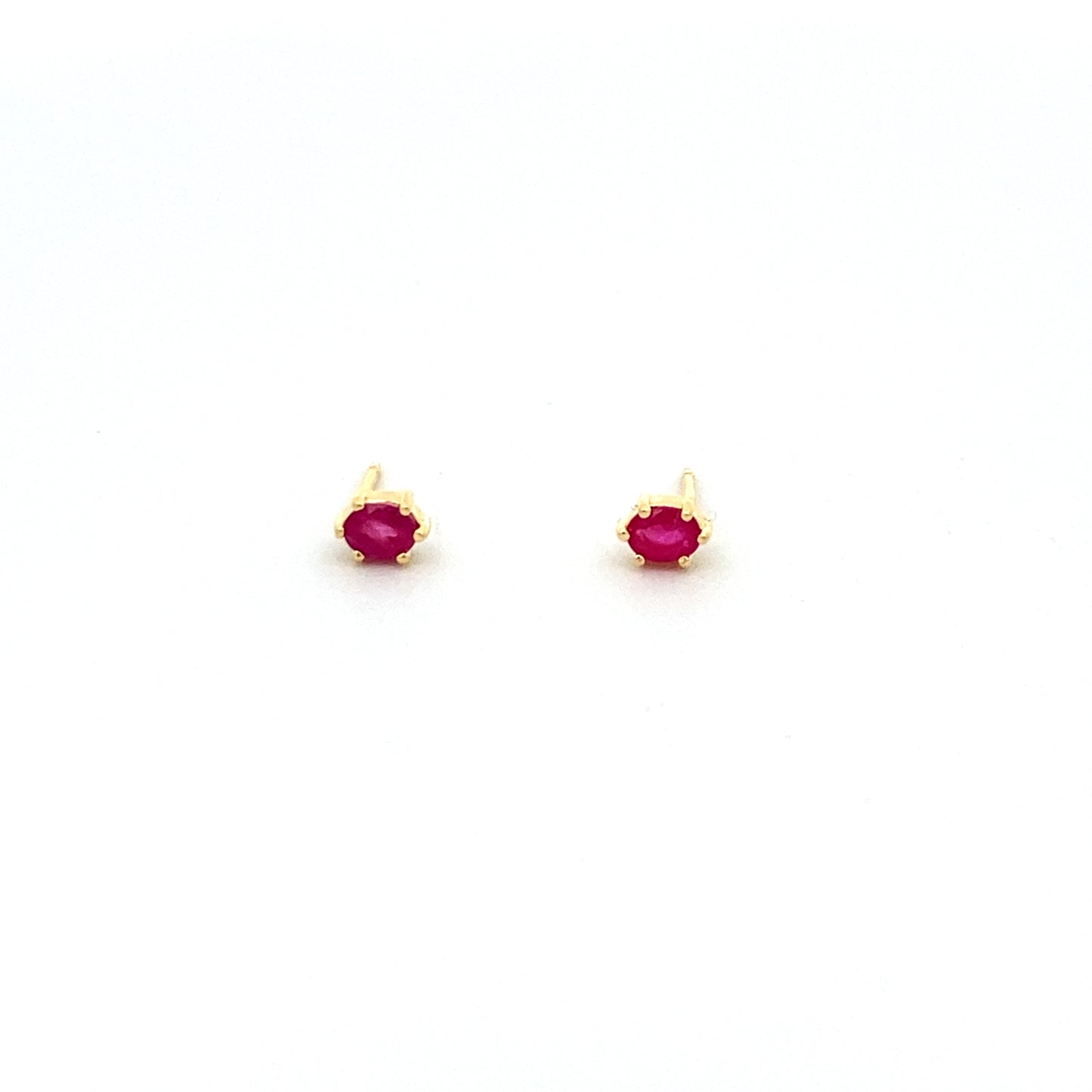 oval claw-set stud earrings - ruby