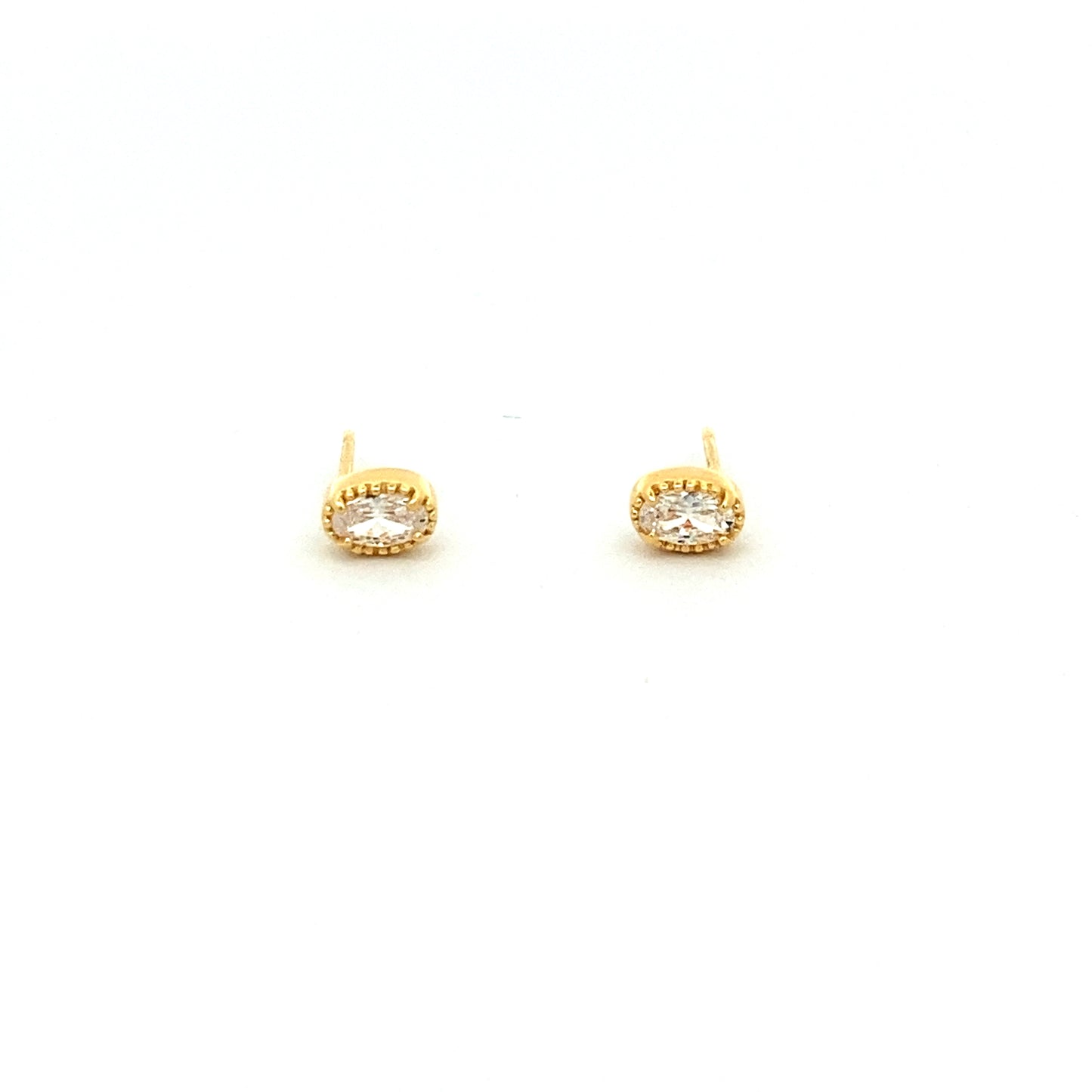 oval milgrain stud earrings - cz