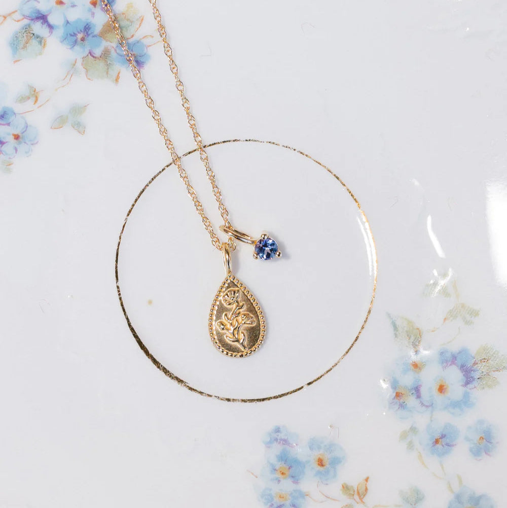 flower pendant charm - poppy (august)