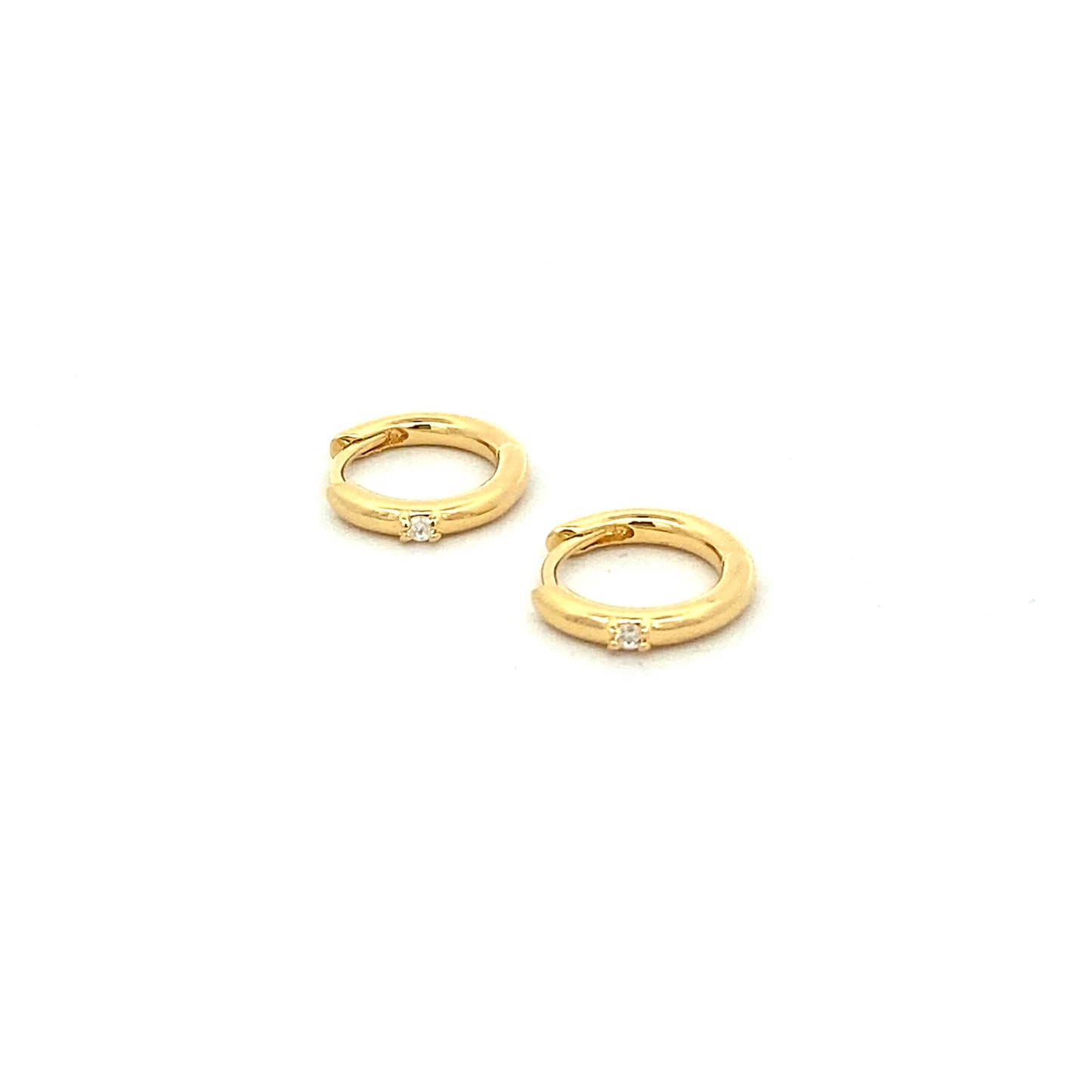single stone click huggie hoop earrings - cz