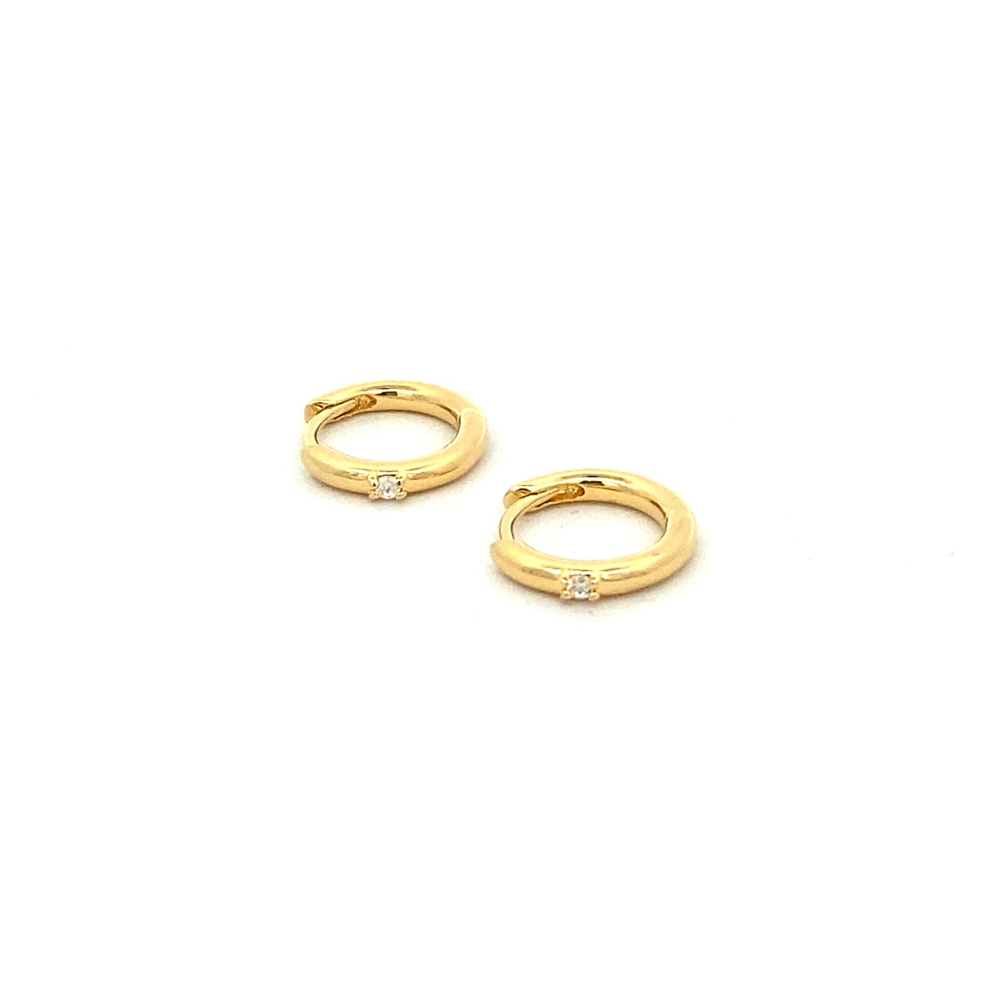 prong cz huggie hoop earrings