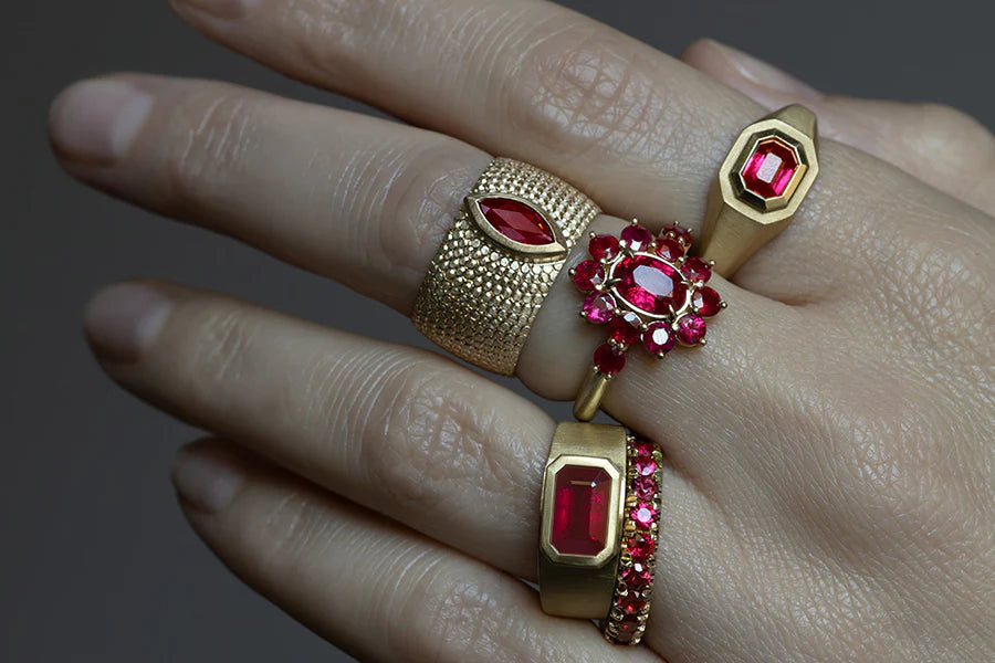 euro band ring - ruby