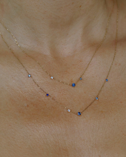 wwake / three-step necklace - sapphire