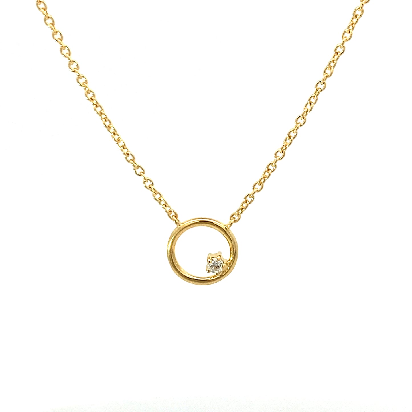 tiny circle stone necklace - cz